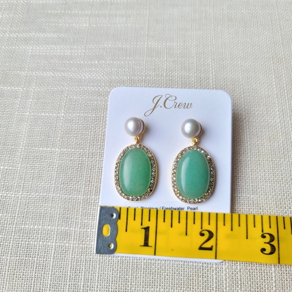 New! J. Crew Semi Precious Stone and Pearl pave earrings NWT - Picture 5 of 5